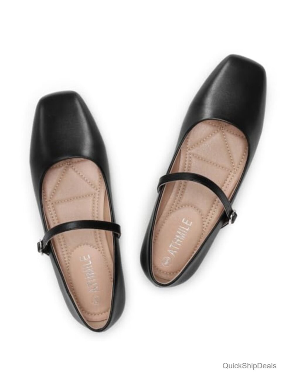 Mary Jane Ballet Flats Square Toe Memory Foam Comfort Shoes